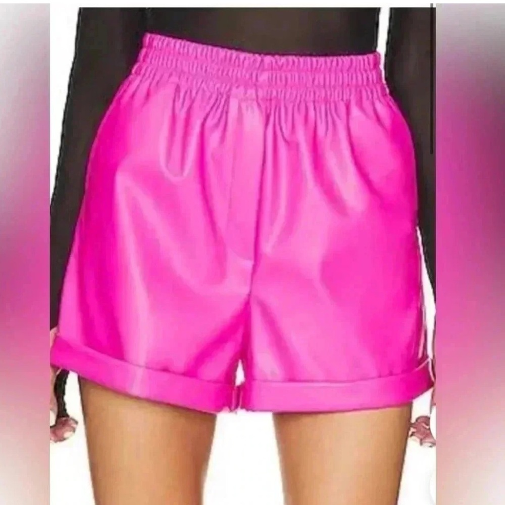 Steve Madden  Fuchsia Pink Faux Leather Cuffed Shorts  Size S/M
